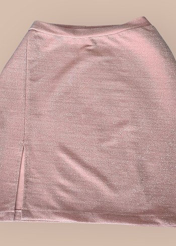 Pembe Parlak Midi Kadın Etek