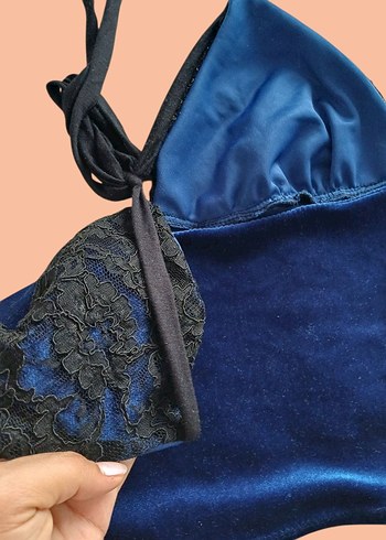 Bershka lolita lempicka tarzı bluz lacivert