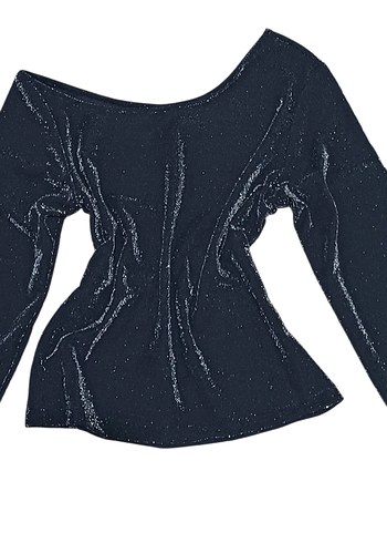 Işıltılı tek omuz bluz antrasit - Görsel 2