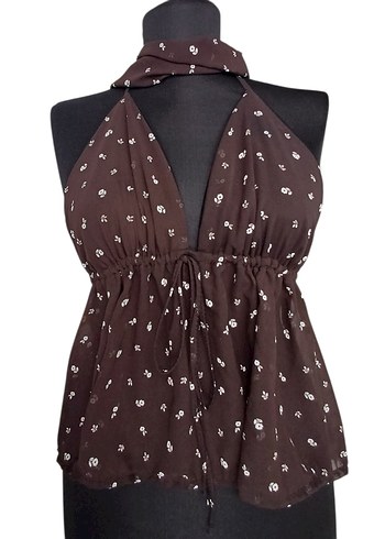 Şifon arkası straples bluz ,fularlı - Görsel 2