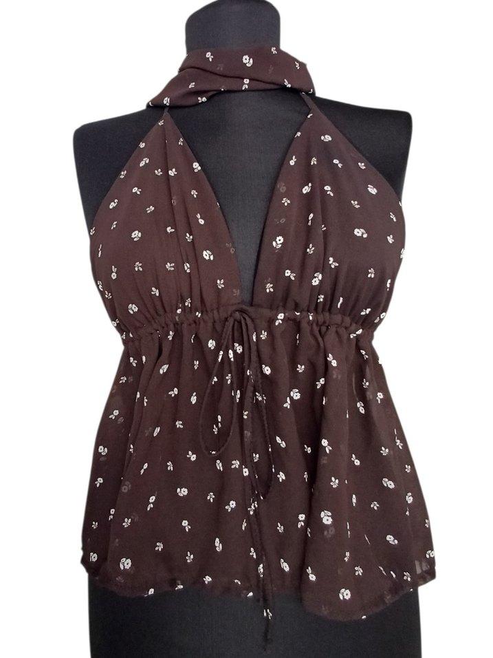 Şifon arkası straples bluz ,fularlı - Görsel 2