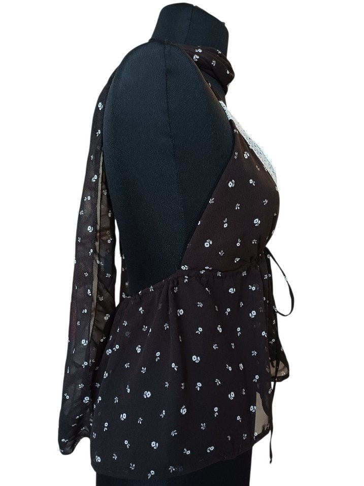 Şifon arkası straples bluz ,fularlı - Görsel 2