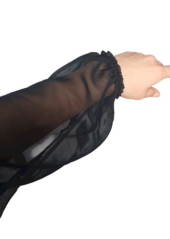 Drapeli Siyah Straplez Gotik Uzun Elbise - Görsel 2