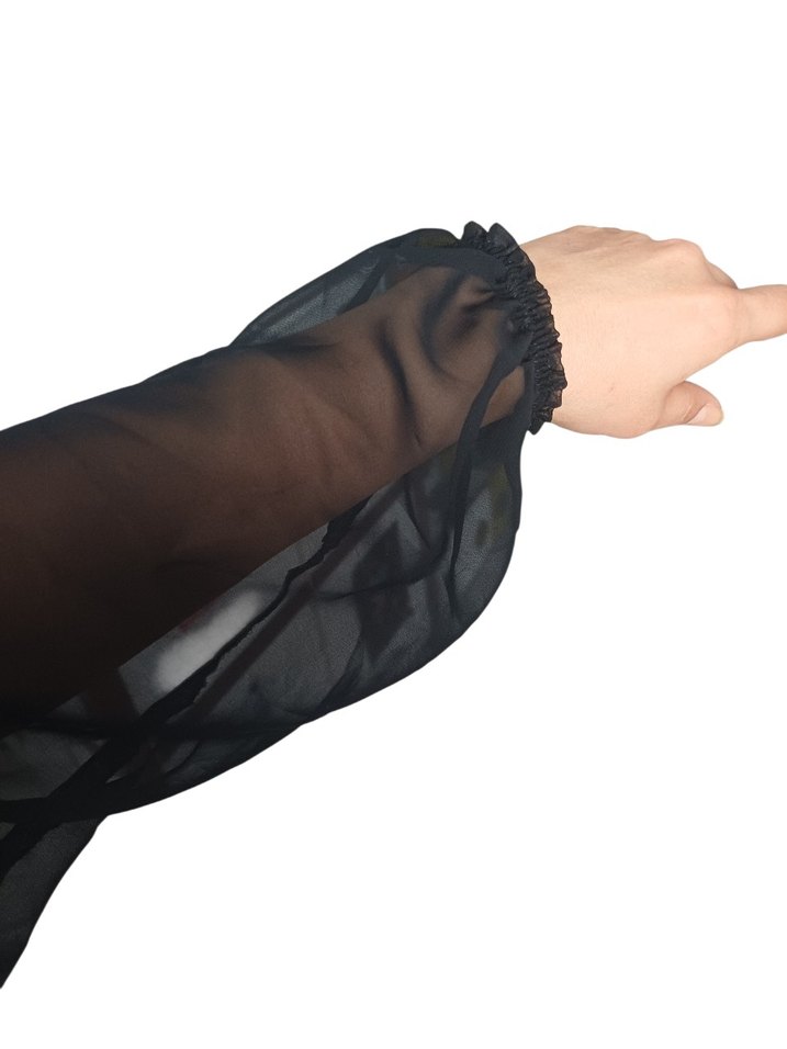 Drapeli Siyah Straplez Gotik Uzun Elbise - Görsel 2