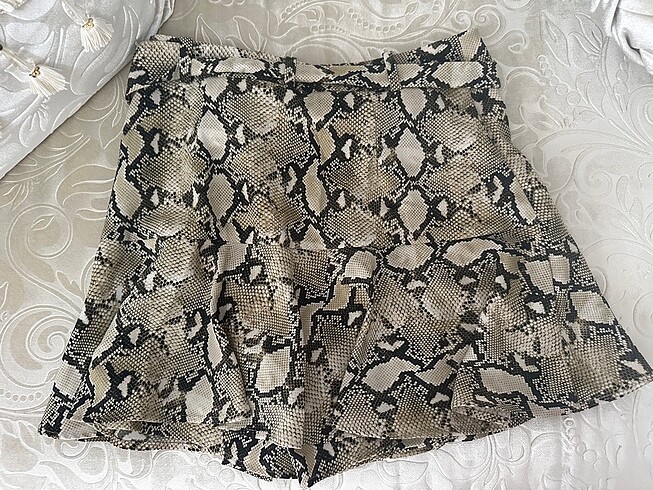 Zebra desen şort etek