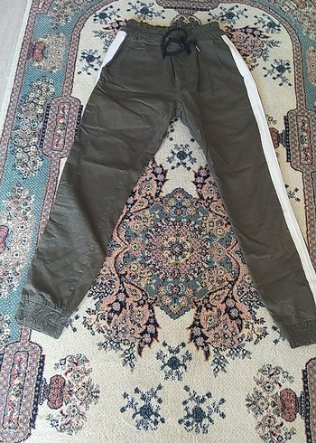 m Beden haki Renk Gri Bel Detaylı Geniş Kesim Pantolon