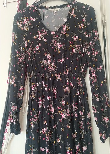 Çiçekli V Yaka Midi Bohem Elbise - Görsel 4