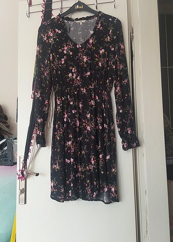 Çiçekli V Yaka Midi Bohem Elbise - Görsel 3