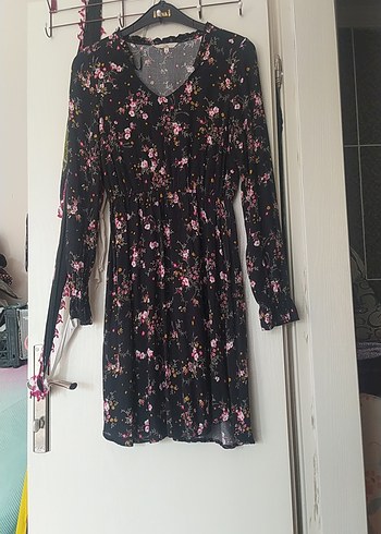 Çiçekli V Yaka Midi Bohem Elbise - Görsel 2