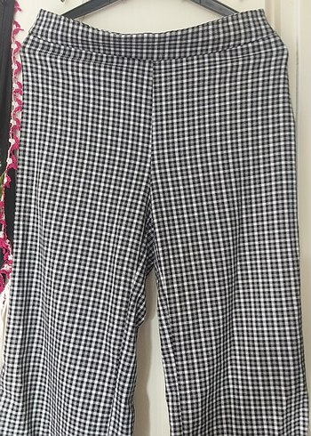Kadın Siyah-Beyaz kareli Midi Kumaş Pantolon - Görsel 3