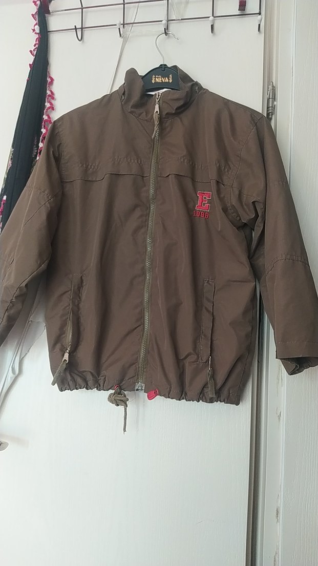 Kız Çocuk Kahverengi Kapüşonlu Fermuarlı Ceket - Görsel 2