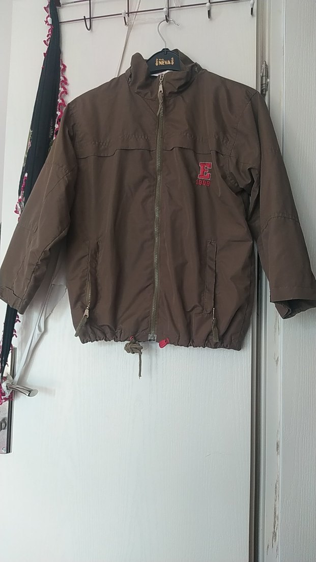 Kız Çocuk Kahverengi Kapüşonlu Fermuarlı Ceket - Görsel 3