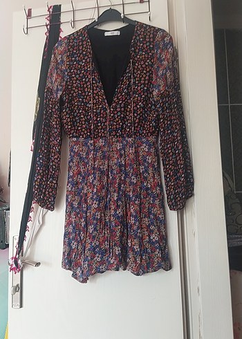 Bohem Uzun Kollu Mini Elbise - Görsel 3