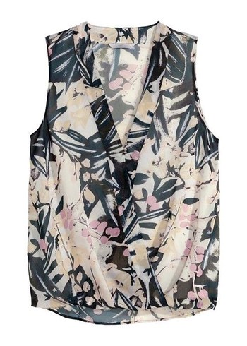 36 Beden H&M KRUVAZE V YAKA DESENLİ BLUZ