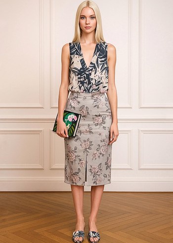 H&M KRUVAZE V YAKA DESENLİ BLUZ