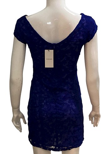 MANGO MAVİ GÜPÜR DANTEL ELBİSE  LÜKS & ZARAFET BİR ARADA - Görsel 11