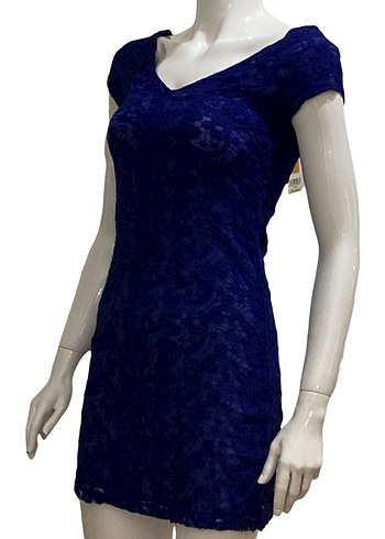 MANGO MAVİ GÜPÜR DANTEL ELBİSE  LÜKS & ZARAFET BİR ARADA - Görsel 7