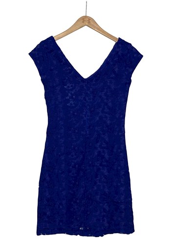 MANGO MAVİ GÜPÜR DANTEL ELBİSE  LÜKS & ZARAFET BİR ARADA - Görsel 16