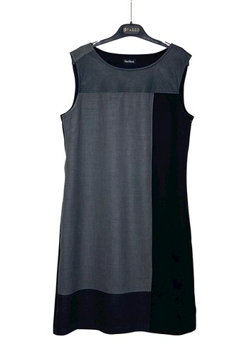 NETWORK KONTRAST DERİ PANELLİ YÜN ELBİSE - Görsel 10