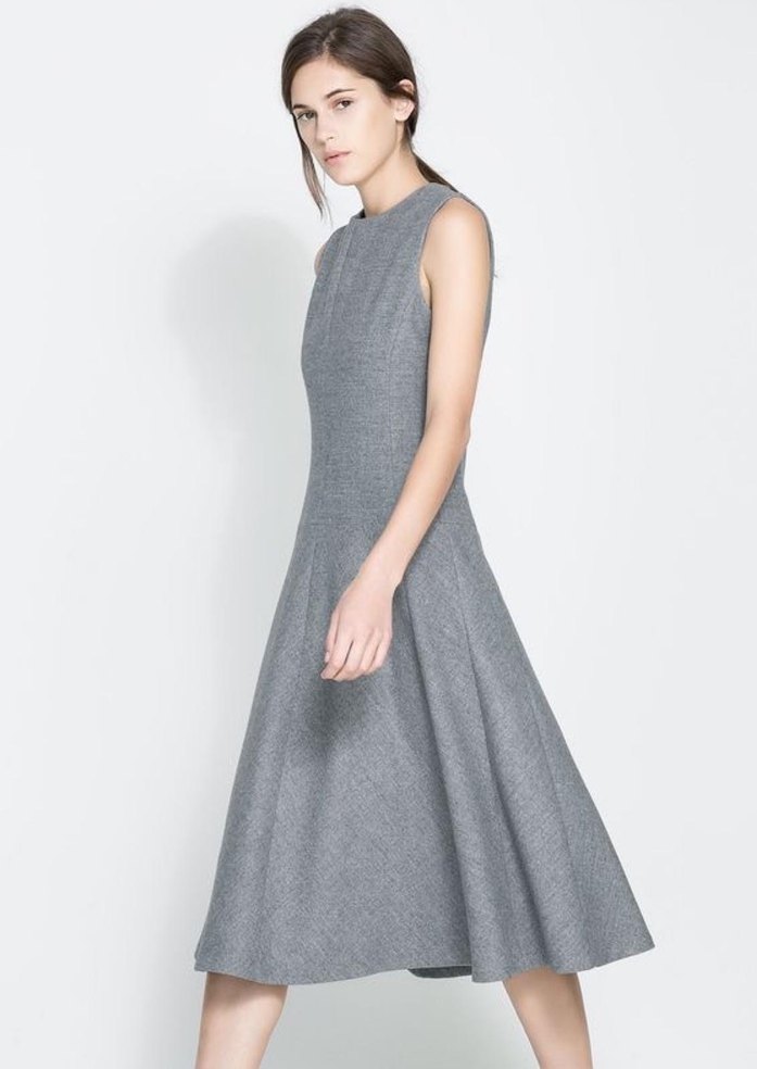 ZARA LANA YÜNÜ MIXLİ MİDİ ELBİSE - Görsel 2