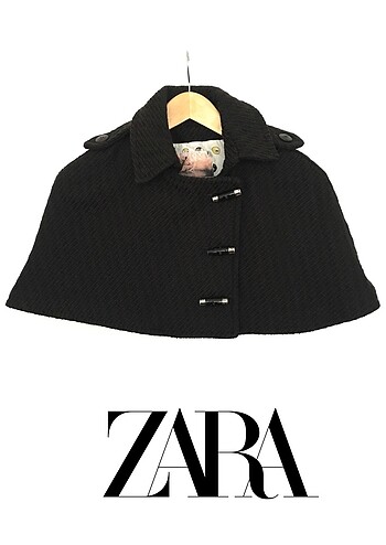 ZARA KAHVERENGİ YÜN KARŞIMLI CROP PELERİN PANÇO CEKET