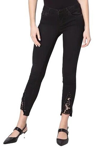 27 Beden siyah Renk LIU JO MILANO SİYAH DANTELLİ SKINNY JEAN PANTOLON
