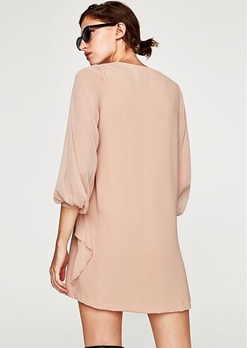 ZARA FIRFIRLI NUDE PINK ELBİSE - Görsel 5