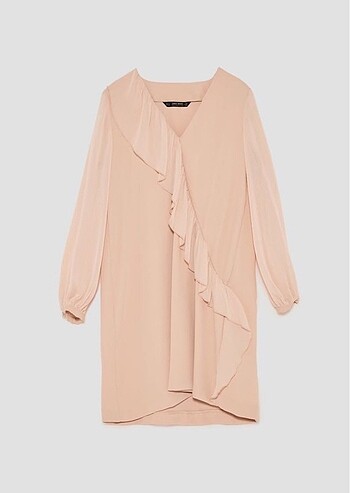 ZARA FIRFIRLI NUDE PINK ELBİSE - Görsel 6