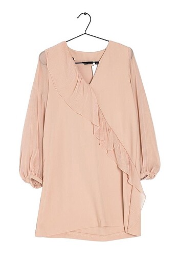 ZARA FIRFIRLI NUDE PINK ELBİSE - Görsel 14