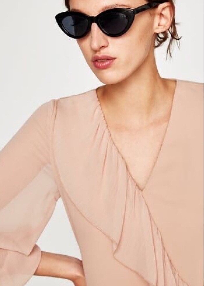 ZARA FIRFIRLI NUDE PINK ELBİSE - Görsel 4