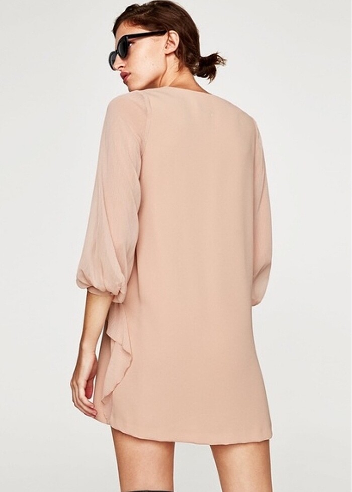ZARA FIRFIRLI NUDE PINK ELBİSE - Görsel 5