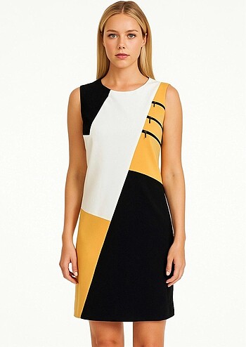 QUE COLOR BLOCK ELBİSE