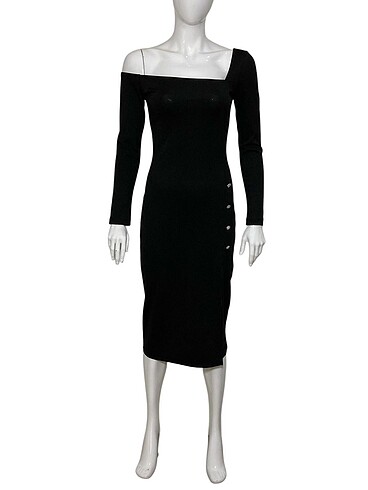 TRENDYOL TAŞ DÜĞMELİ ÖRME MİDİ ABİYE ELBİSE - Görsel 9