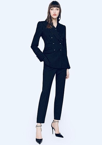 BEYMEN CLUB LACİVERT ÇİZGİLİ PANTOLON