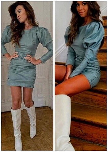 ZARA DERİ EFEKTLİ ELBİSE *Orijinal,İç Etiketli ve Bark - Görsel 15