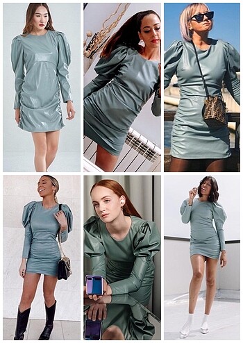 ZARA DERİ EFEKTLİ ELBİSE *Orijinal,İç Etiketli ve Bark - Görsel 18