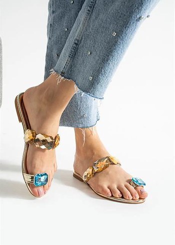 DİCLE POLAT&SHOES TAŞ DETAYLI PARMAK ARASI ALTIN TERLİK