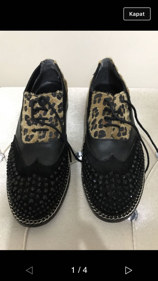38 Beden siyah Renk Leoparlı şık ayakkabı