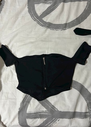 Siyah Straplez Drapeli Gotik Büstiyer - Görsel 3