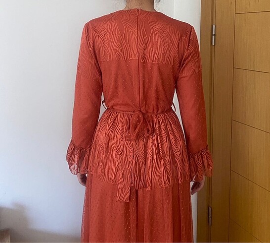 xxl Beden turuncu Renk Tesettür Elbise