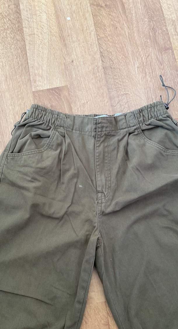 Kadın Haki Keten Rahat Kesim Pantolon - Görsel 2