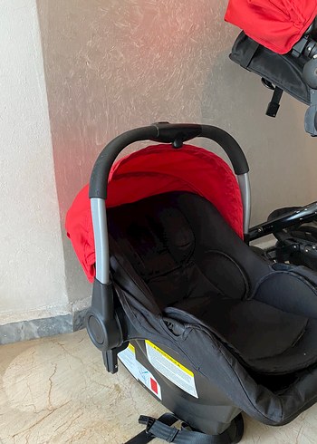 Kırmızı Bebek Arabası ve Taşıma Koltuğu - Görsel 5