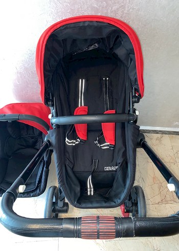 Kırmızı Bebek Arabası ve Taşıma Koltuğu - Görsel 6