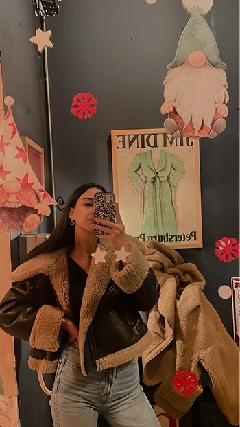 s Beden kahverengi Renk ZARA DERİ BİKER CEKET
