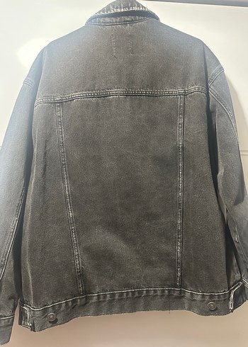 m Beden gri Renk Gri Kadın Denim Ceket, Düğmeli, Normal Boy