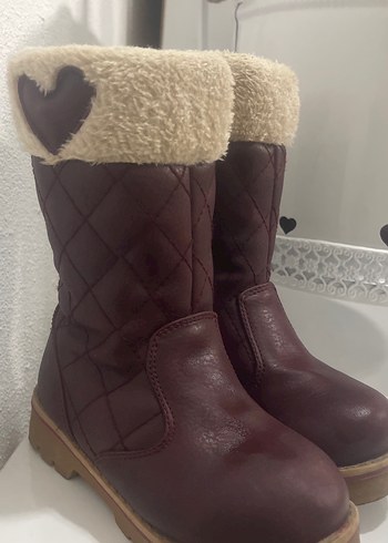 Bordo Kürklü Kız Botları