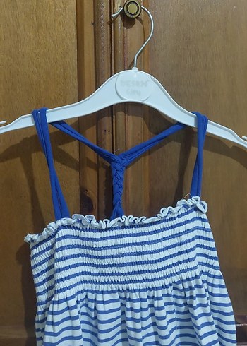 LC Waikiki Kız Çocuk Mavi Çizgili Askılı Elbise