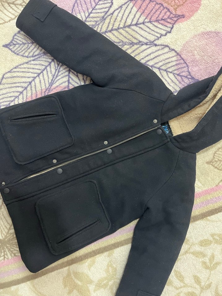 Zara Orjinal Siyah Erkek Çocuk Kapüşonlu Kaban - Görsel 2
