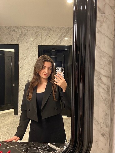 m Beden siyah Renk crop blazer