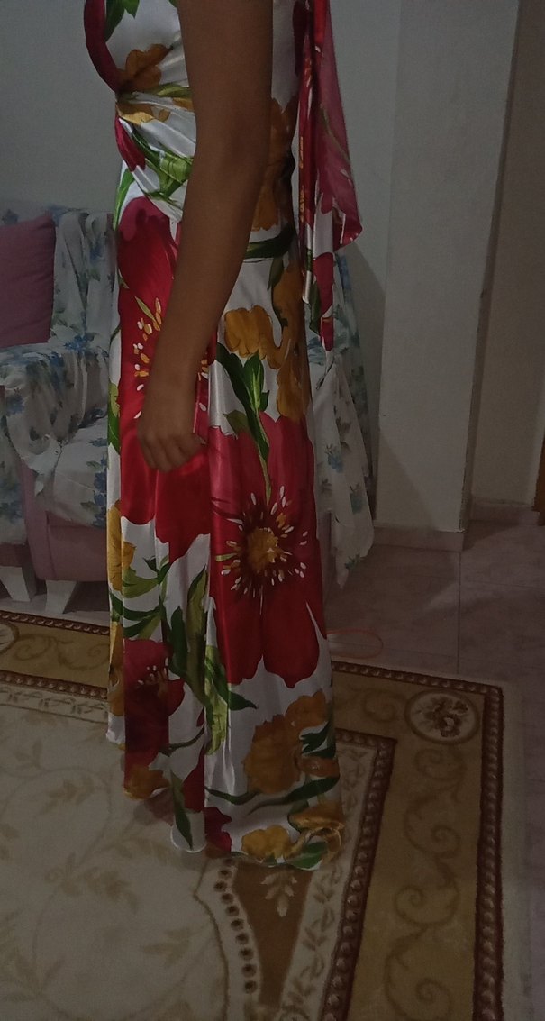 Çiçek Desenli Uzun Straplez Bohem Elbise - Görsel 4